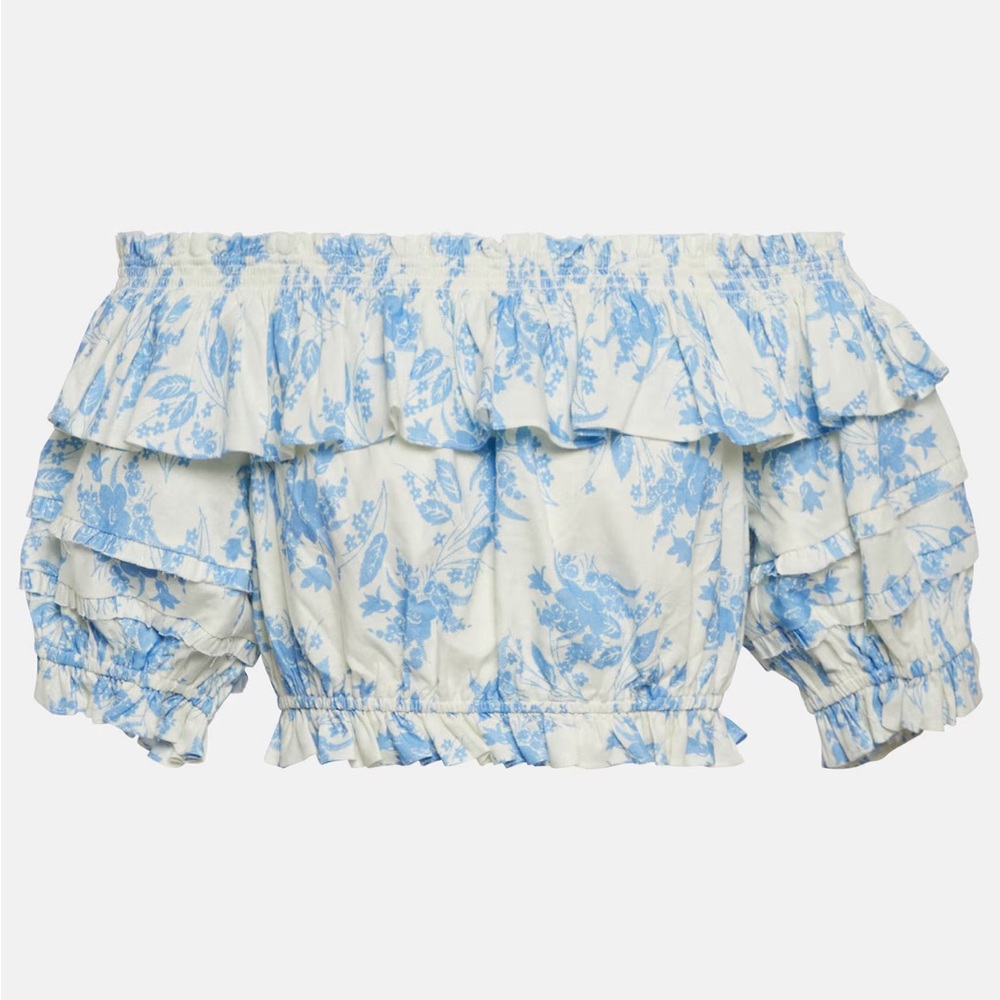 NWT LoveShackFancy Audrille Crop Top in Cobalt Pop